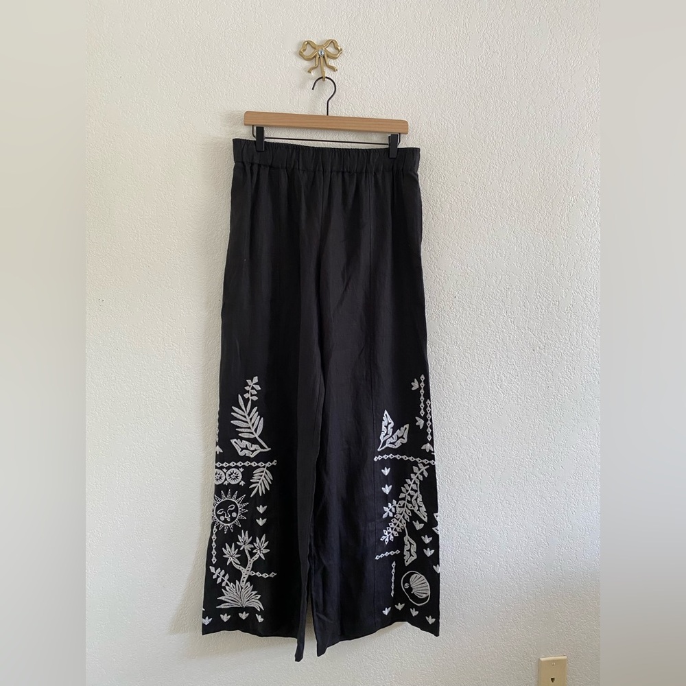 Johnny Was Workshop Luciana Wide Leg Seamed Pants Women’s Size M Black NWT